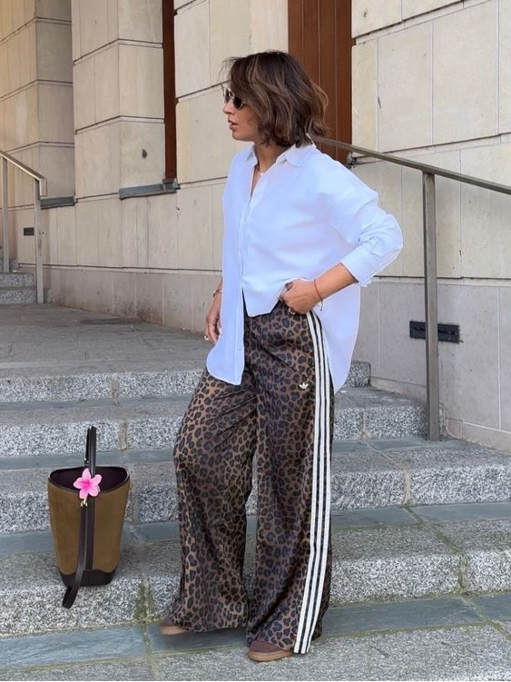 SZ MD ✨NWT - adidas SATIN Wide Leg Leopard Print Pants